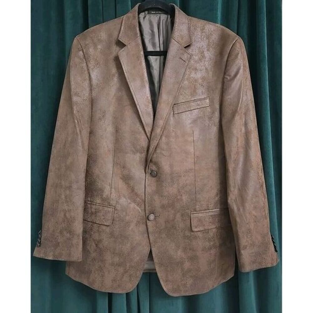 Michael Kors Men's Distressed Faux Leather Blazer Jacket  Size‎ 42R